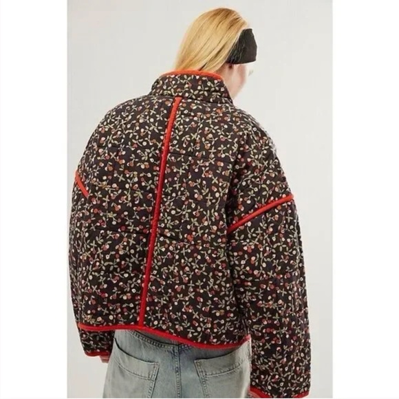 Free People Chloe Jacket Quilted Cherry Combo Small - Picture 2 of 10
